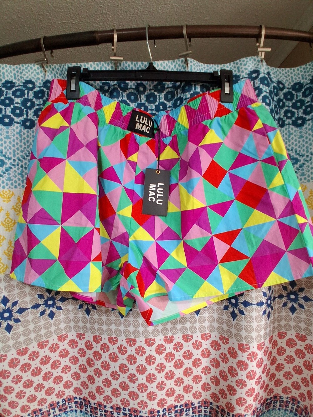 Lulu Mac Women's Multi-Color Geometric Elastic Waist Boxer  Shorts
